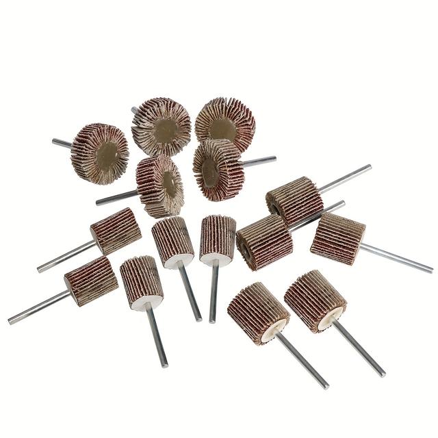 TEMU 10 Stück/15 Stück 80er Körnung Schleifscheiben, 3mm Schaft, Lamellen-Schleifpapier, Rollo-Polierrad für Rotationswerkzeuge
