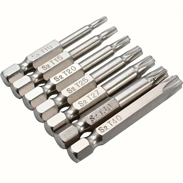 TEMU 7pcs Set Of Nickel-plated Hole Punch Heads, Household Special-shaped Punch Screwdriver Heads