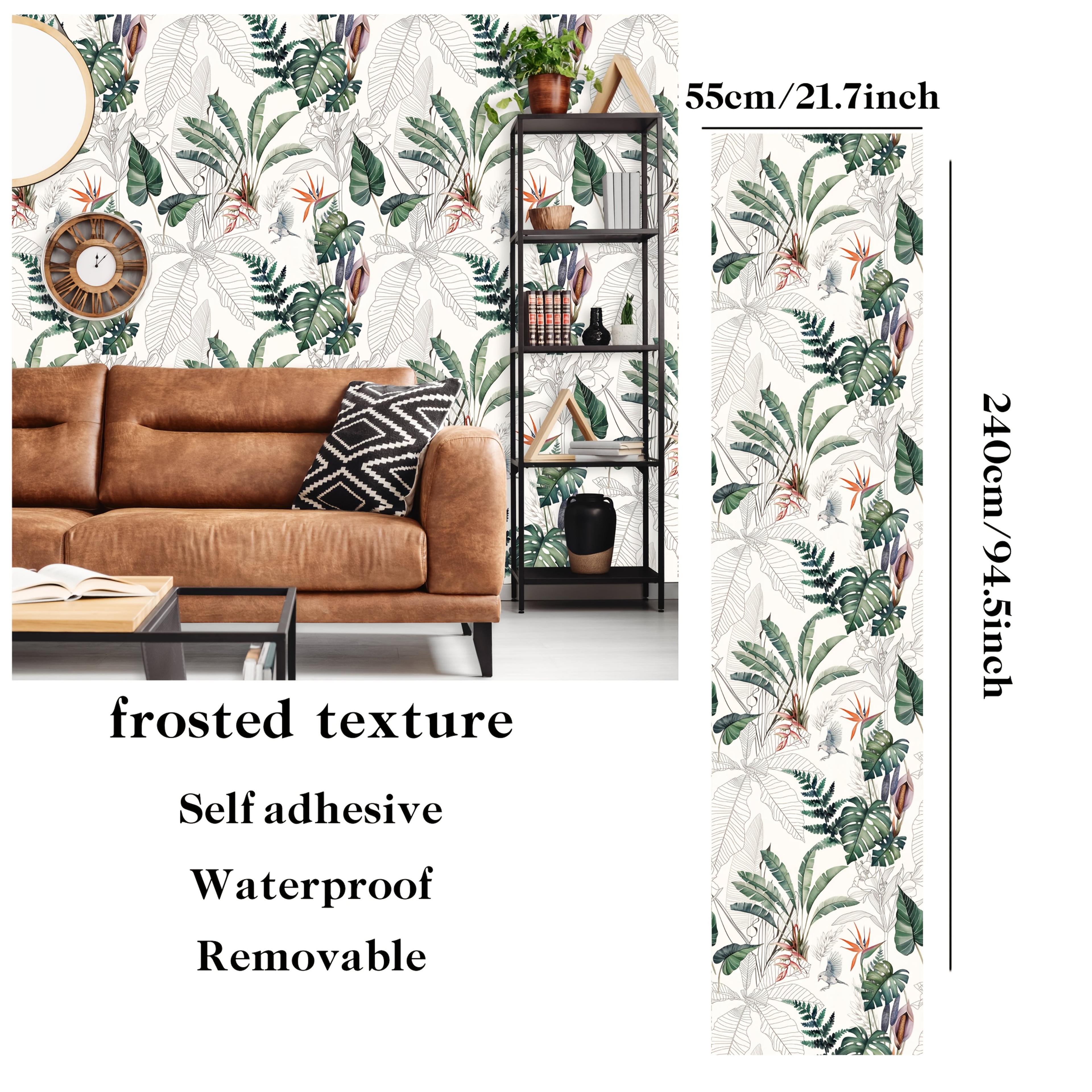 TEMU Papier Peint Boho Floral Autocollant - Papier Peint pour Cuisine 21,7 pouces x 94,5 pouces - Vert - Papier Peint Décoratif à Fleurs et Plantes - Papier Contact pour Étagères