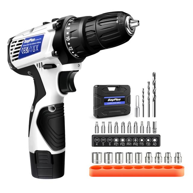 TEMU Cordless Driver Set, Cordless Drill With 23pcs Accessories, Lightweight Power Drill Kit With 1x Battery, 3/8" , 18+1 Torque Setting For Small Household Project, White