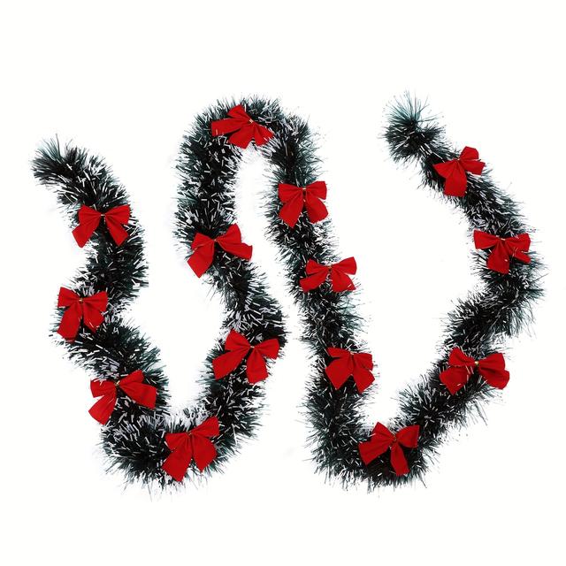 TEMU 1pc Christmas Tinsel Garland Christmas Garland Metallic Twist Hanging Garland, Rv Mantel Wreath Decoration