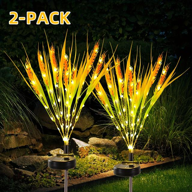 TEMU 2 Pack, Solar Wheat , 27.6-inch Courtyard Decoration Light, Simulated Wheat Ear Shape, Suitable For Garden, Courtyard, Villa, Lawn Decoration (warm White Light)