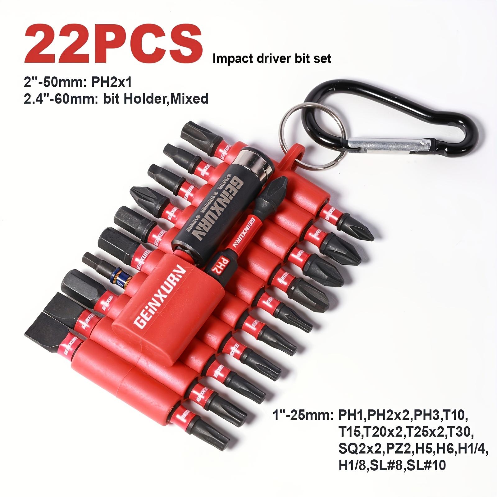 TEMU 22pcs. Hex Impact Driver Bit Set 25mm*20, 50mm*1, 60mm Bit Holder, Mixed