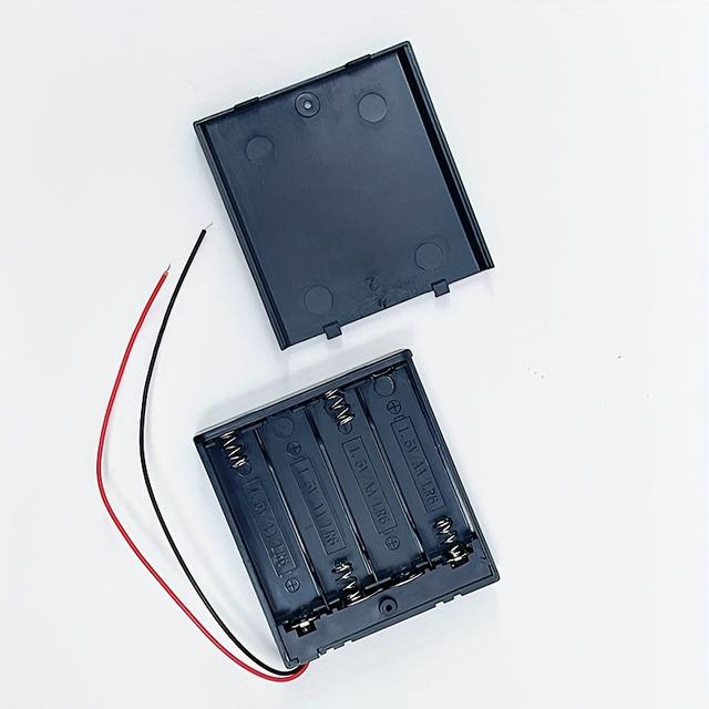 TEMU 1pc Aa Battery Holder For 4 Aa Batteries, Black Durable Plastic, Sleek , Ideal For Diy , Diy Battery Holder||durable Plastic