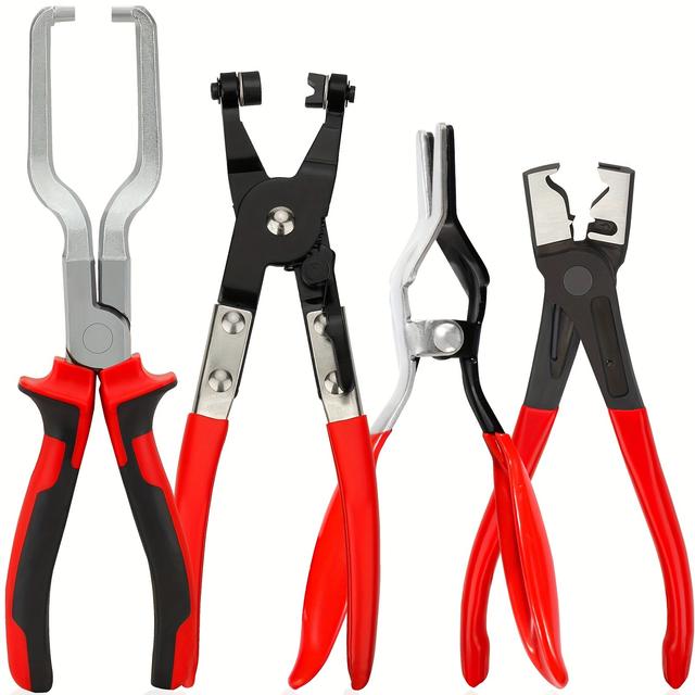 TEMU 4 Pcs Hose Clamp Pliers Set With Hose Clamp - Plier, Hose Remover Plier, Petrol Clip Pipe Plier For Auto Maintenance
