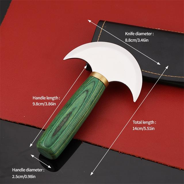 TEMU Leather Round With Heavy Duty Wooden Handle | Stainless Steel Leather For Leather Cutting, Leather Crafts, Professional Leather Tools Trimming Tool