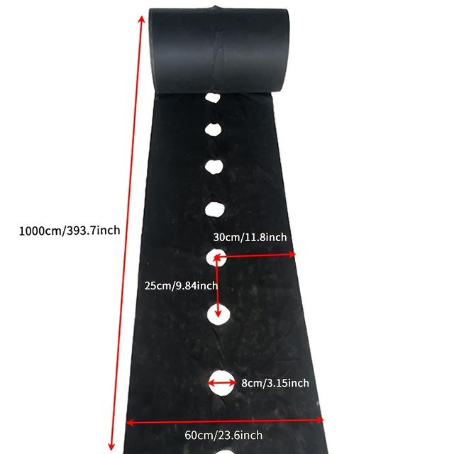 TEMU jordbrukshjelpemiddel ukring, 60 cm cm (23,6 tommer x 393,7 tommer), svart jorddekk med forhåndspregede huller for planteforplantning, ukringbarriere