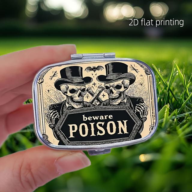 TEMU 1pc "Cuidado con " pastillero, Pastilleros de 2 Compartimentes - Organizador Portátil para Medicamentas y , ¡Idea Única como Regalo!