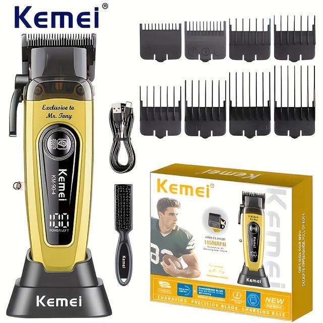 TEMU Kemei KM-904 Cortadora de Cabello Profesional para y Uso - de Grado con Batería -Litio, Motor Silencioso, Larga Duración, Velocidad Ajustable y Accesorios de Peine/Recortadora 4 en 1 (KM-904GSM)