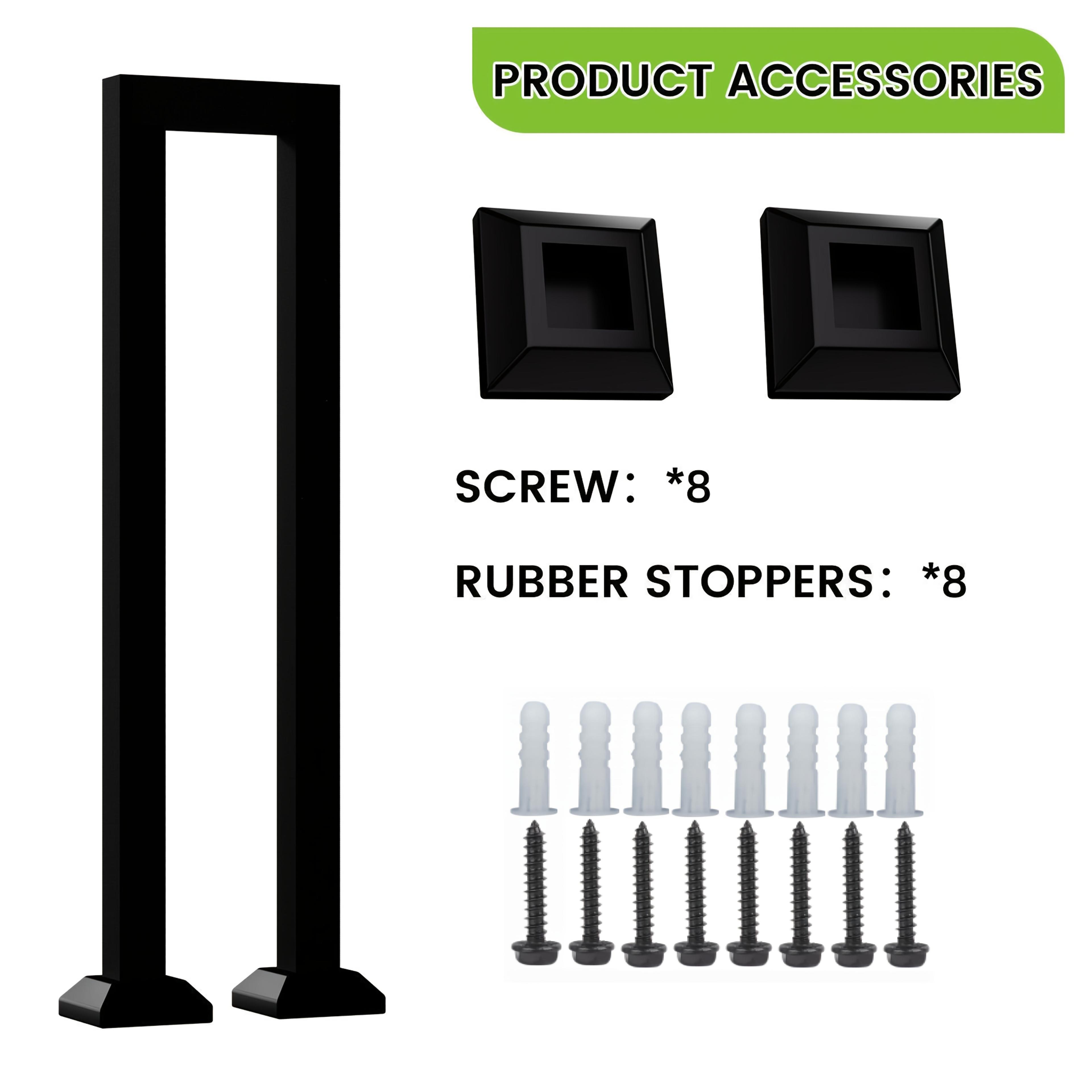 TEMU Vintage Black U-shaped Stair Handrail - Non-slip, Powder-coated Steel For Indoor/outdoor Use, Multiple Sizes