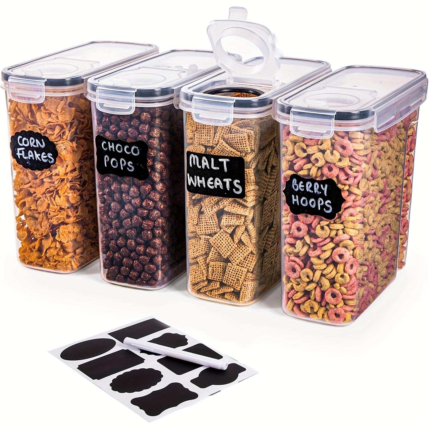 TEMU 2/4pcs Cereal Storage Container Set, Plastic Airtight Food Storage Containers For Cereal, Snacks And Sugar, W/ Labels And Marker, Rv Organization Essential! Rv Refrigerator Parts