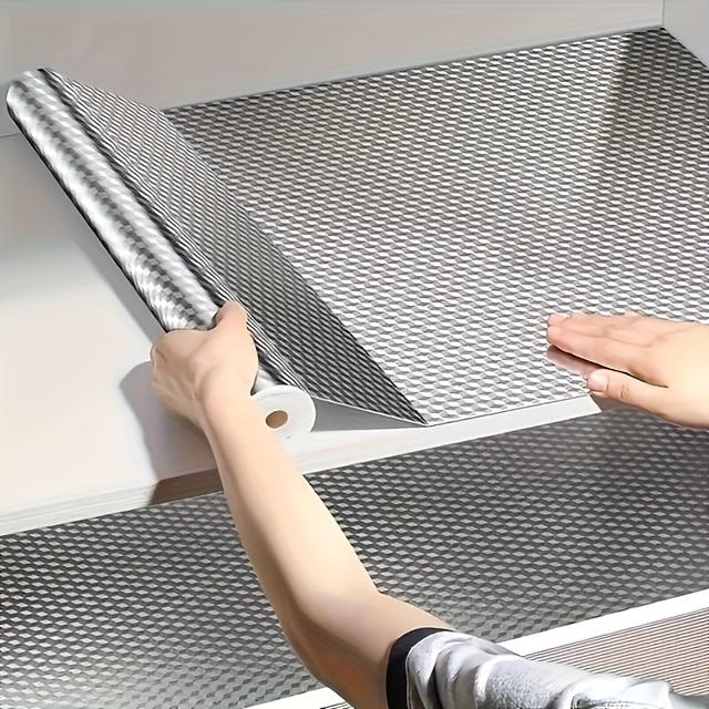 TEMU 3,0 Meter Selbstklebende Dicke Aluminiumfolien Tapete, Öl- und Hitzebeständig, Ideal für Küchen, , Wände, Schränke, Schubladen, Tischplatten und Mehr