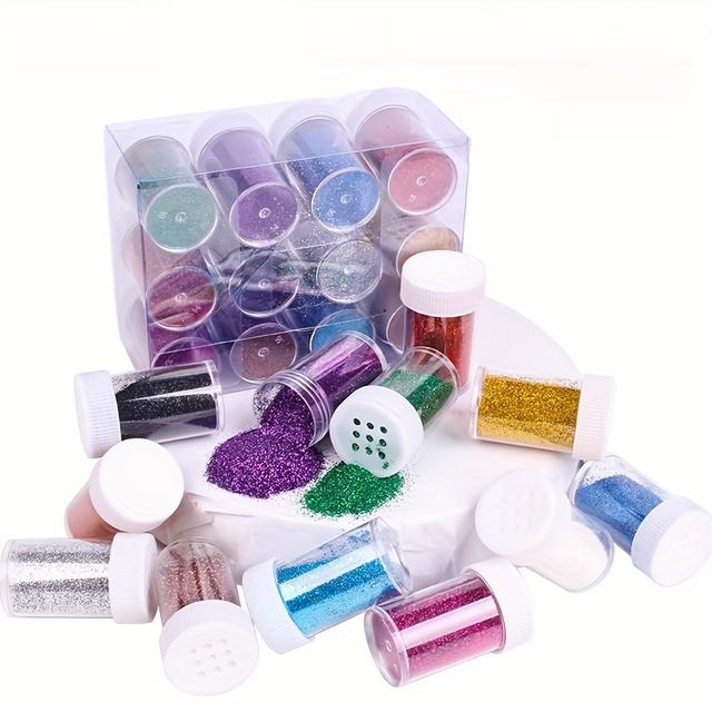 TEMU 12 Colors Glitter Set - Handmade Diy Crafts Supplies - Synthetic Resin - Christmas, Halloween, And More!