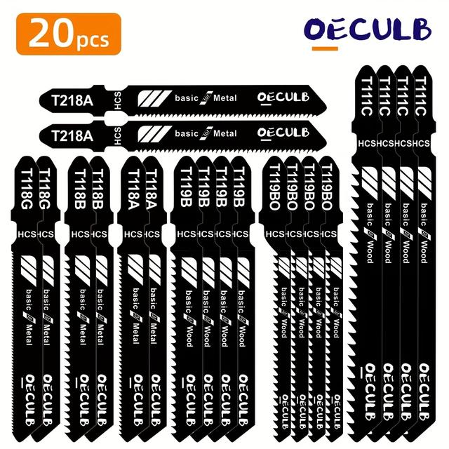 TEMU 20pcs High Carbon Steel Saw Blade Set - Universal Design, Different Shapes And Sizes, For Wood, Plastic And Metal Cutting, Quick And Smooth Cutting, Metal Structure