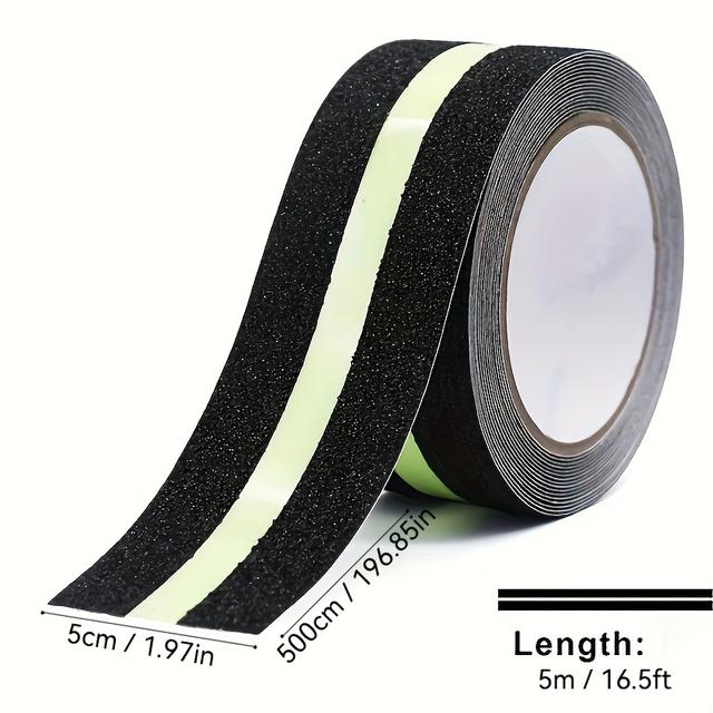 TEMU 1pc 2-inch X 16.5-feet Non-slip Tape With -the-dark , High-quality Grip Traction Tape For Stair Treads, Anti-slip Safety Strips For Steps And Walkways
