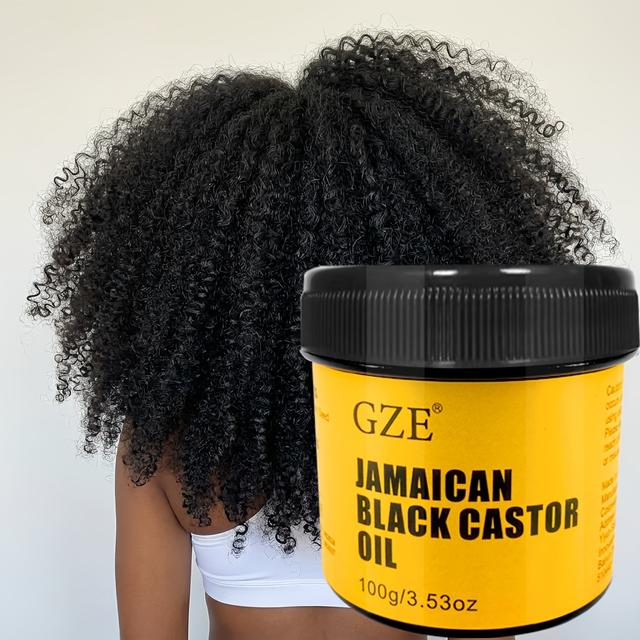 TEMU زيت الخروع الأسود من جامايكا من GZE - معصور على البارد للشعر والبشرة، تكثيف قوي للشعر والرموش