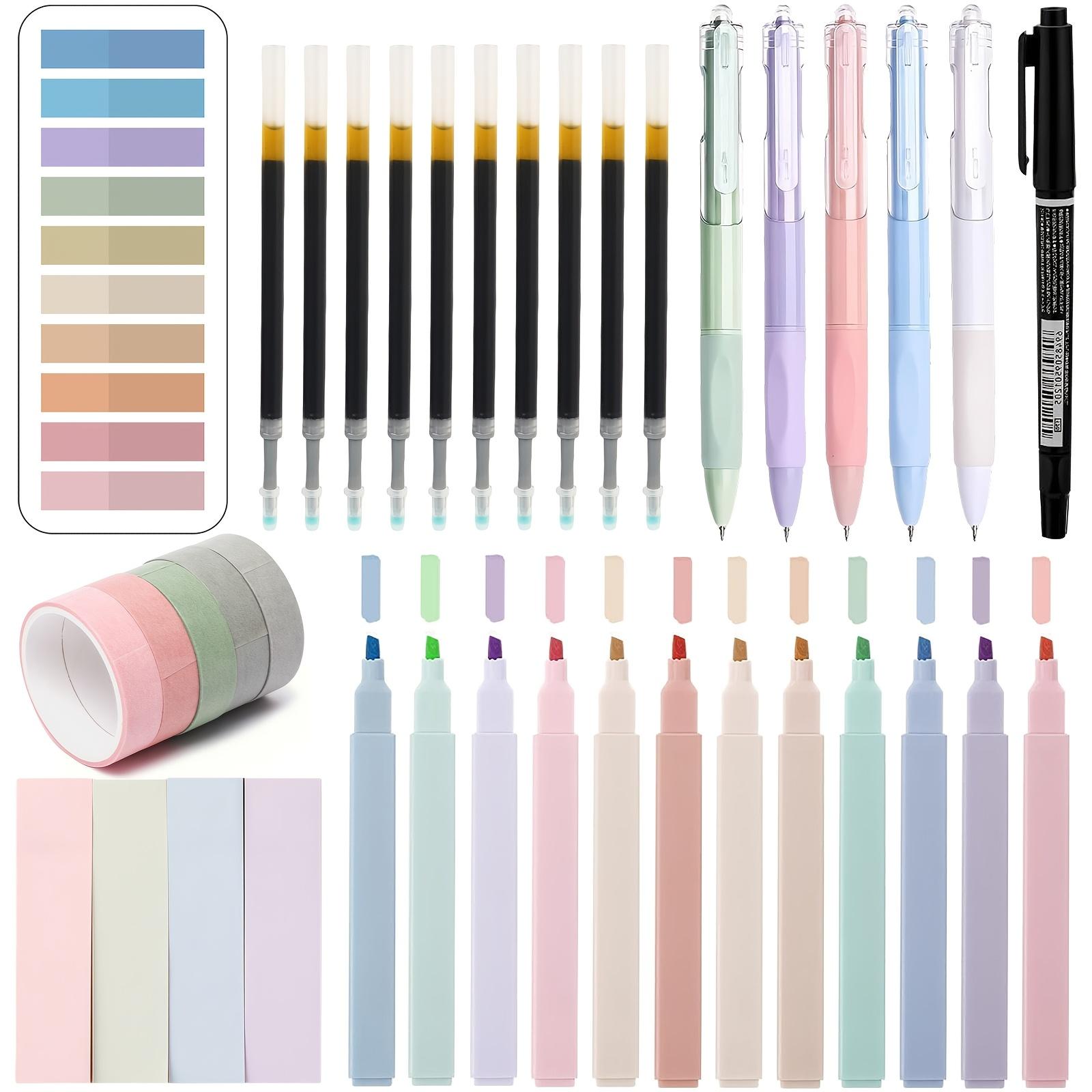 TEMU Luxury Aesthetic Stationery Set In 3 Sizes School Supplies Bundle Includes: Large-capacity Pencil Case Highlighter Ballpoint Pen Colored Sticky Notes Eraser Refill Cartridges