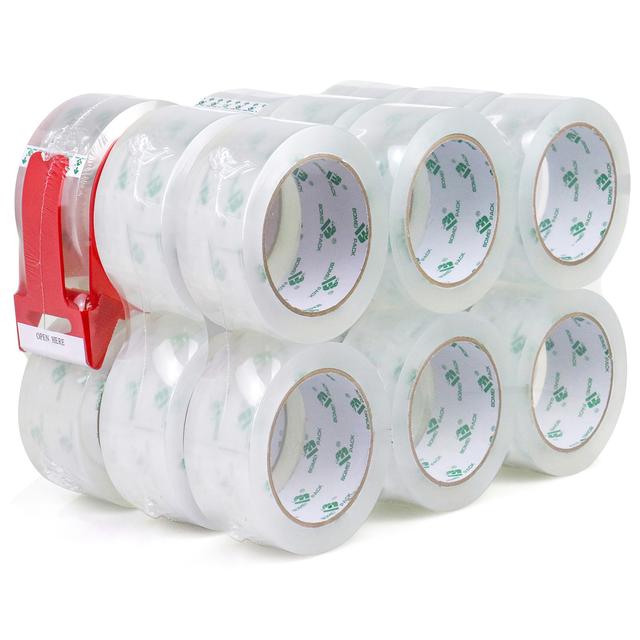 TEMU PACK Ruban d'emballage transparent, 18 rouleaux avec coupeur, 48 mm × 54,6 y, adhésif pour sceller les boîtes de transport et à , , & en usine