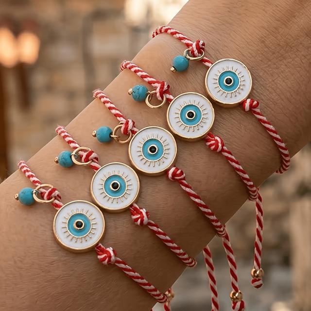 TEMU Juego de 5 pulseras ajustables y apilables para mujer, elegantes y clásicas, con de ojo de , ideales para uso , regalo de Navidad o pulsera de
