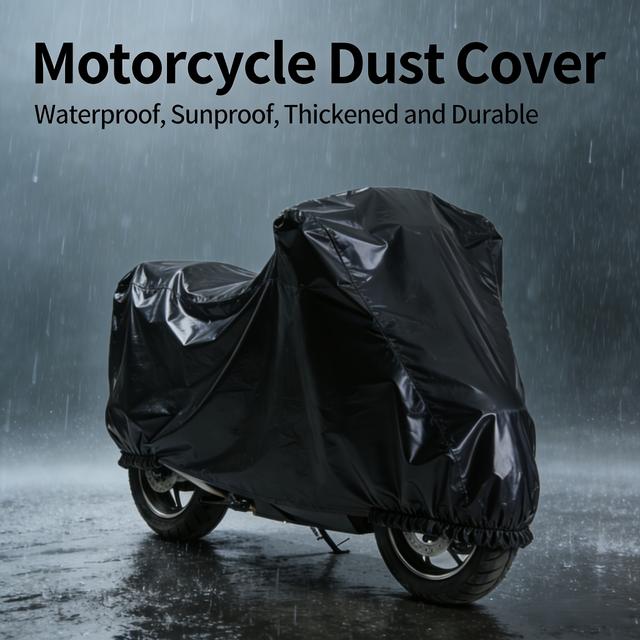 TEMU Outdoor Parking Essential Motorcycle Dust Cover, Waterproof Sunshade Windproof Dustproof, City Riding Family Student Parent Multi-model Universal Protective Cover