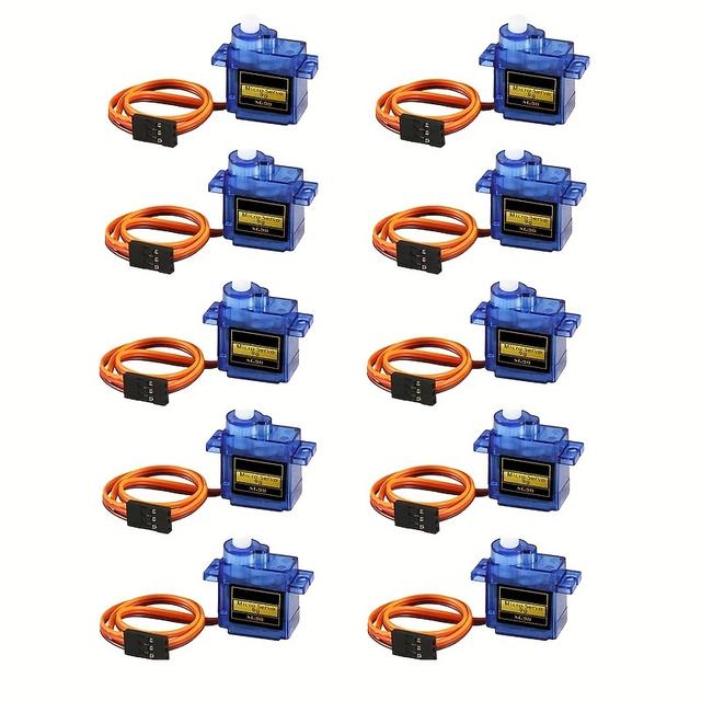 TEMU مجموعة من 10 قطع من محرك السيرفو SG90، محرك سيرفو 9 جرام لمروحيات RC والطائرات والسيارات والقوارب وأذرع الروبوت/الأيدي/المشي/تحكم قفل الباب.