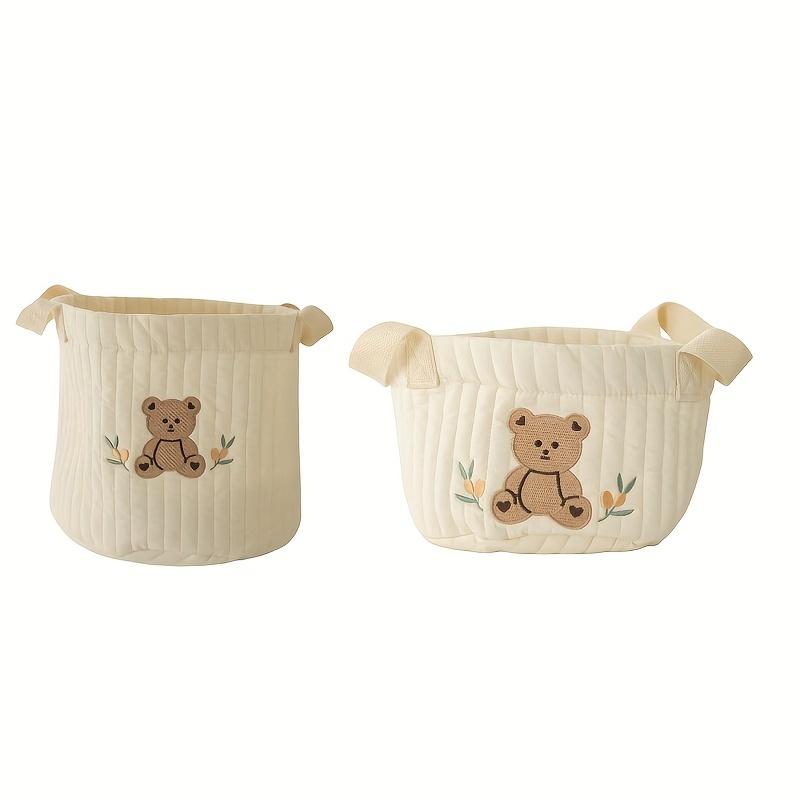 TEMU 1 Set Cute Bear Baby Diaper Storage Basket - Embroidered Nappy Organizer For Newborns, Toys, And Supplies