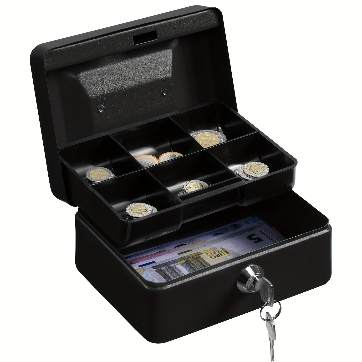 TEMU Small Cash Box With Key Lock 6 Inch Durable Metal Cash Box With Money Tray For Security Lock * 12 * 9 Cm