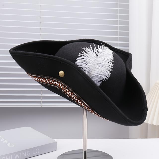 TEMU Piratenhut mit Ostrich-Feder-Dekoration, Halloween-Kostüm-Hut, Cosplay Karibischer Pirat, Party Odd Hut