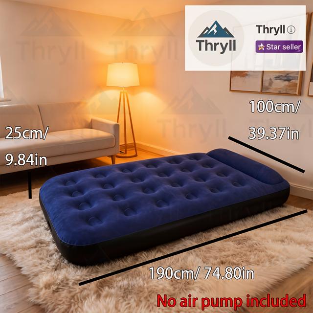 TEMU Quick-inflate Portable Air Mattress - Heavy-duty Pvc Inflatable Bed With Rapid Setup & Weight Capacity Suitable For S/, /outdoor Use For Camping, Guest Bed, Travel - Space-saving Folding Bed