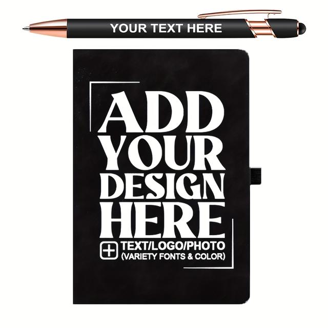 TEMU Cuaderno A5 de Piel Sintética y Juego con Bolígrafo, Set Personalizable, Cuaderno a Líneas , en el Dibujo del Plumín, ¡Regalo Ideal para Halloween y Navidad!