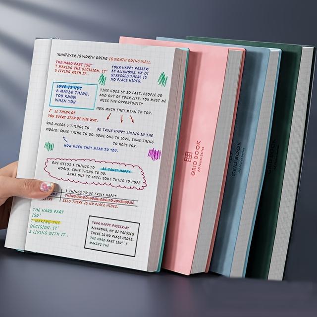 TEMU 4pcs A5 Square Notebooks Personal Organizer – Faux Leather Hardcover, Water-resistant, College Ruled Pages, Art Journal, For Note-taking, Sketching, And Planning