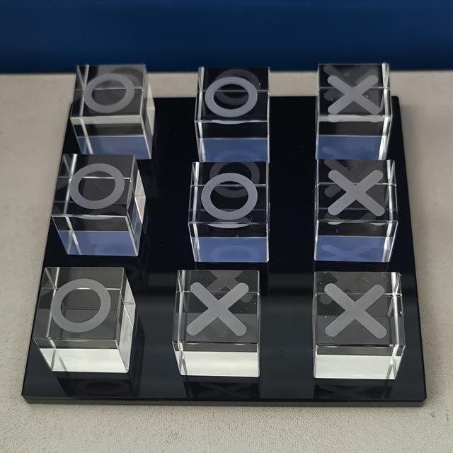 TEMU Modern Minimalist Crystal Chessboard Decoration - High-end Soft Furnishings, Black And Italian Living Room Tabletop. Head Sculpture