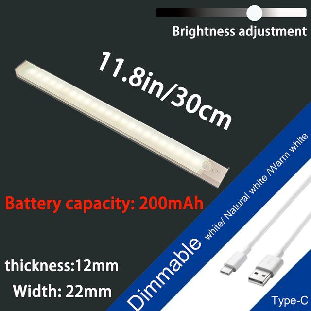 TEMU Under Cabinet Light, Human Light With Three-tone Light And Brightness Adjustment, Reading Light Suitable For Bedside Room, Perfect For Closets, Bookshelves, And Staircases