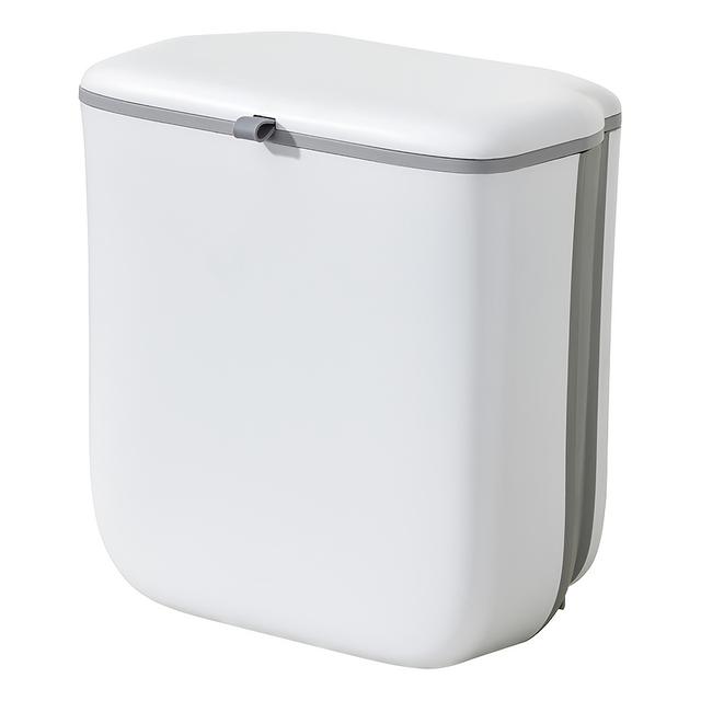 TEMU 1pc 9l Rv Foldable Trash Can With Sliding Lid- Durable Pvc Garbage Bin For Campers, Rvs& , For , White, Portable Waste Bin, Travel Waste Container, Modern Rv Accessory,