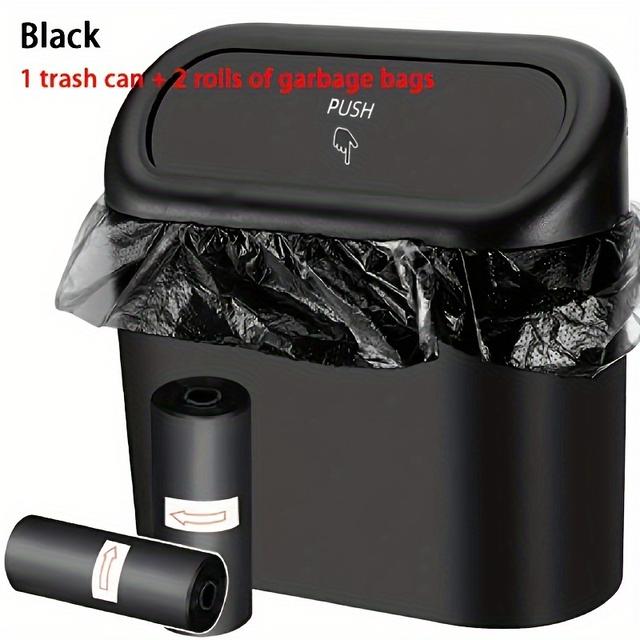 TEMU 1pc Trash Can + 2 Rolls Of Garbage Bags, Car Side Door Hanging Storage Box, Mini Creative Car Trash Can