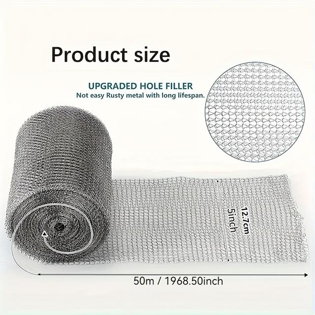 TEMU Stainless Steel Mesh Roll, 50m Double Layer Rodent Blocker, Woven Deterrent For Birds, Reinforced Strength, Gentle Dirt Removal, Ideal For Sealing Rat Holes - Disc Shape, Flexible Hardware Cloth