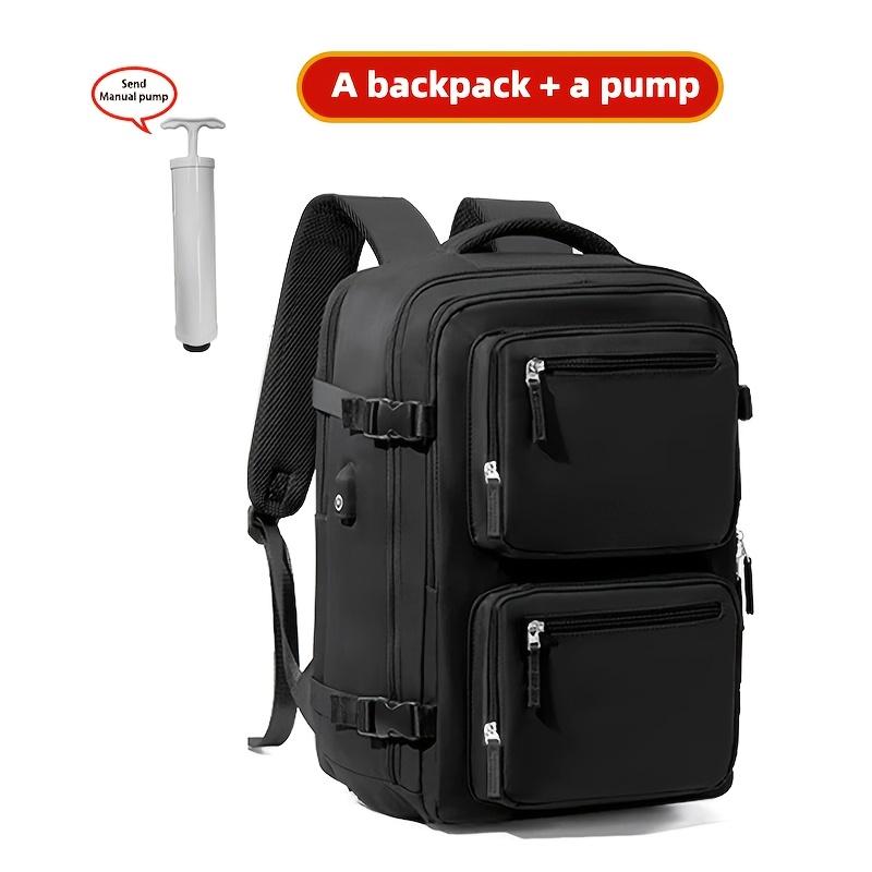 TEMU Een rugzak + een pomp" vacuümcompressie plunjezak voor vliegreizen = 20-inch koffer herenrugzak capaciteit nieuwe reistas multifunctionele dames laptoptas