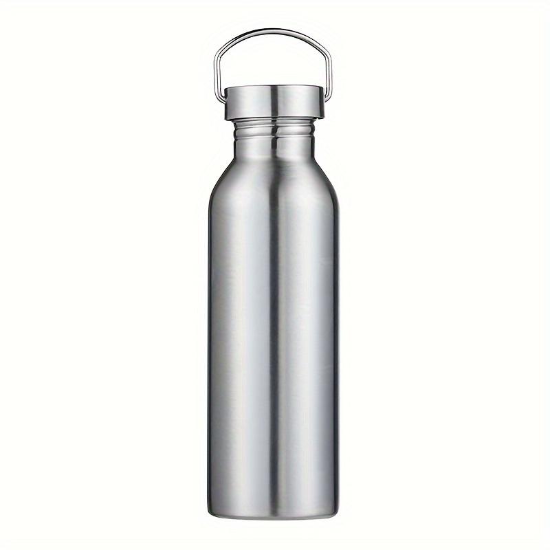 TEMU 1 Stück Edelstahl Wasserflasche, Einwandig, 304 Sportflasche für Outdoor Radfahren, Fitness Trinkbecher, mit Leder Akzent Schlaufe Deckel, Langlebig für Fitnessstudio & Reise