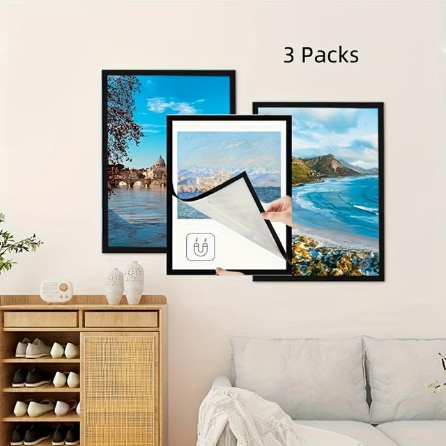 TEMU 3 Magnetic Frames, Convenient And Replaceable, Suitable For 30x40cm Documents, Posters, Diamond Paintings, Wall Stickers, Size 38.4x28.4cm/11.2x15.1 Inches