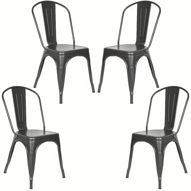 TEMU Set Of 4 Vintage Industrial Dining Room Chairs, 85*45*45cm, Metal Dining Room Chairs With Backrest, Stackable Chairs, Seat Height 44cm, Indoor And Outdoor