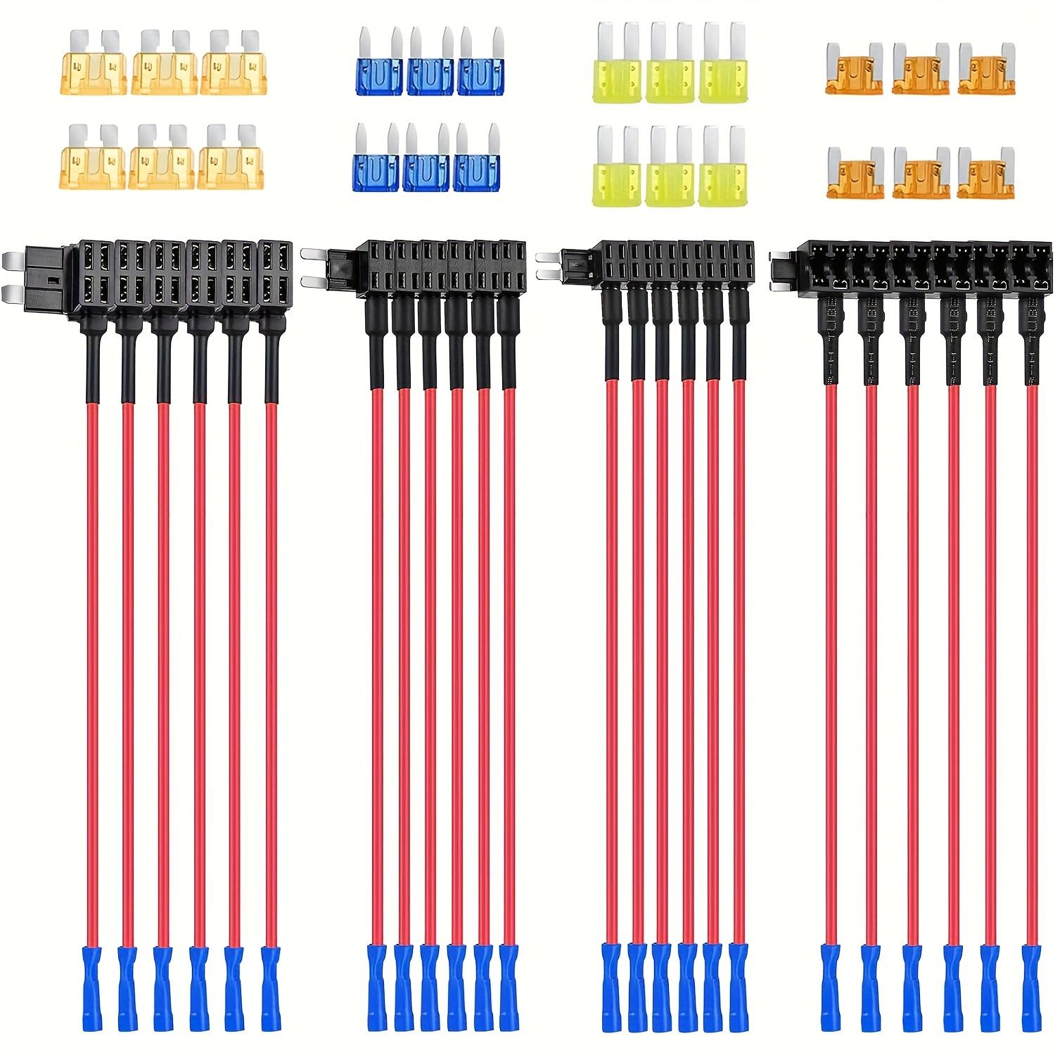 TEMU 24 Stück 12V Auto Sicherungs-Tap-Halter | Standard Mini und Low Profile Sicherungen Taps 4 Typen ATO ATC ATM für Autos LKWs Boote | Marke: SY , Material: Sonstiger Kunststoff, Spannung: ≤36V