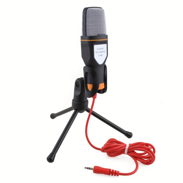 TEMU 3.5mm Wired With Adjustable Tripod Stand & Pop Filter - Omni-directional Desktop Mic For Karaoke, Streaming, , - Black, Microphone For Pc, Performance, Durable Construction