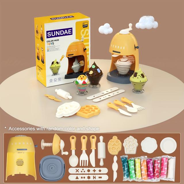 TEMU Набір для "Морозиво з глини" - Весела іграшка для та ліплення глиняних десертів. Ідеальний подарунок для святкового настрою на будь-яку особливу нагоду