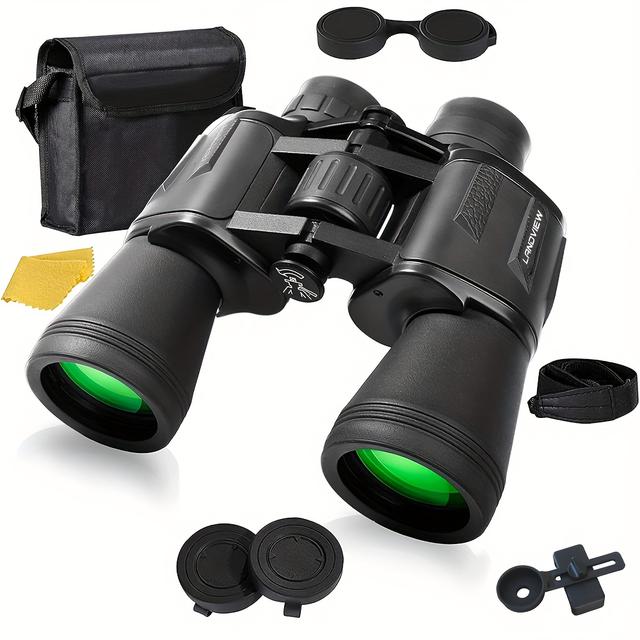 TEMU 10x50 Binoculars With Smartphone Adapter & Carrying Case - Durable Plastic, For Bird Watching, Hiking, Concerts - Great Gifts For Men & Fathers
