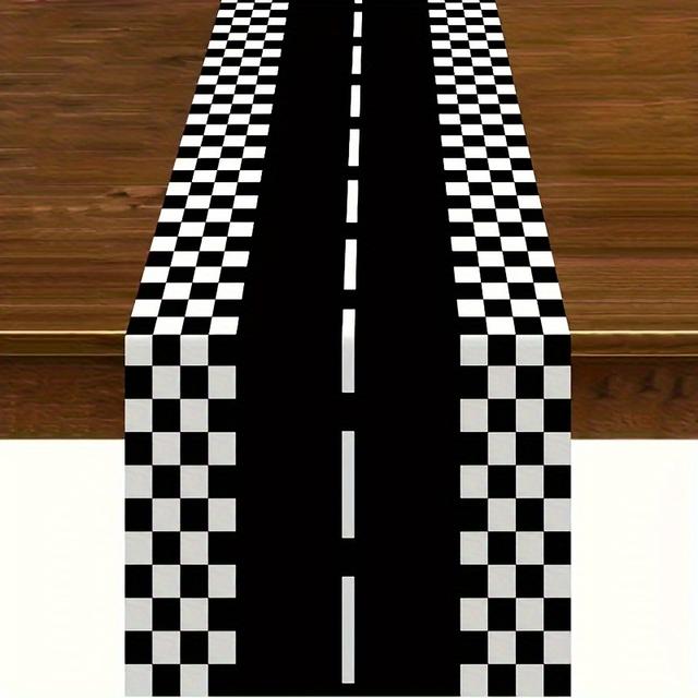 TEMU ., Tischläufer, Schicker Tischläufer mit Rennstrecken-Inspiration, Perfekt für Feiertagsessen & Partys, Dekoration für Innen- und Außenbereich, Rechteckige Form