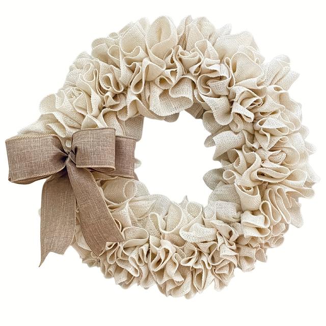 TEMU Burlap Wreaths, Cottage Wreaths, White Burlap Wreaths With Bows, Bow Wreaths, Rustic Wreaths, Gifts For Mom, Front Door Wreaths