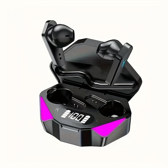 TEMU Gamer-, Wireless Gaming Earbuds With Hd Digital Display, In-ear Headphones, Long , Usb-c Charging Case - Cool Lighting Effects