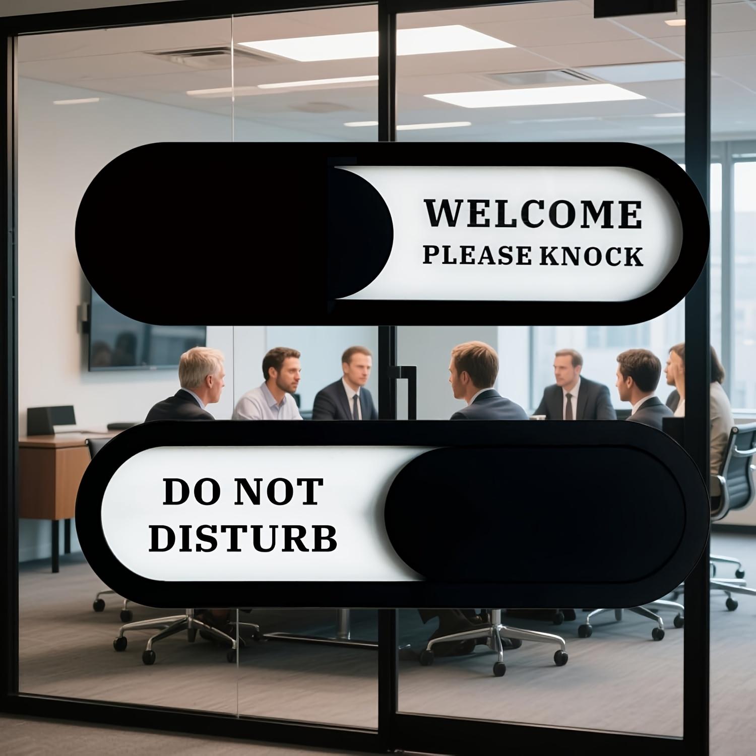TEMU Do Not Disturb Sign Welcome Please Knock Door Signs Acrylic Privacy In A Meeting Signs For Office Door Sign 7.4 X 2.2 Inches Black