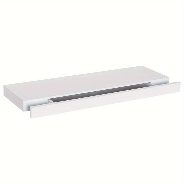 TEMU 1pc Wall Shelf With Drawers, Floating Shelf In White, Mdf Shelf, Living Room Bedroom Hallway Wall Shelf