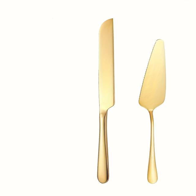 TEMU 2pcs Stainless Steel Cake And Spatula Set - Elegant Pizza Cutter And Pastry Baking Tools For Weddings, Birthdays, And Special Occasions - Durable, Easy To Clean, Pizza Accessories